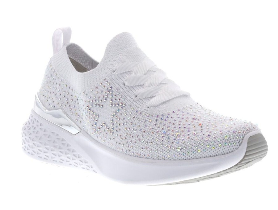 Women Ara | Monticello White Rainbow Rhinestone Slip-On Sneaker