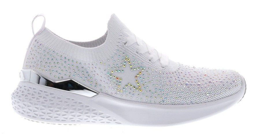 Women Ara | Monticello White Rainbow Rhinestone Slip-On Sneaker