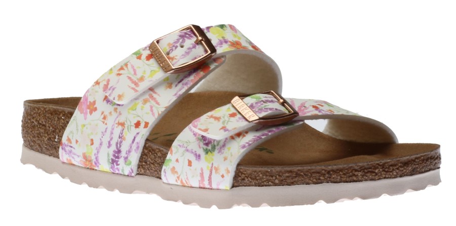 Women Birkenstock | Sydney Vegan Birko-Flor Light Rose Double Strap Slide Sandal