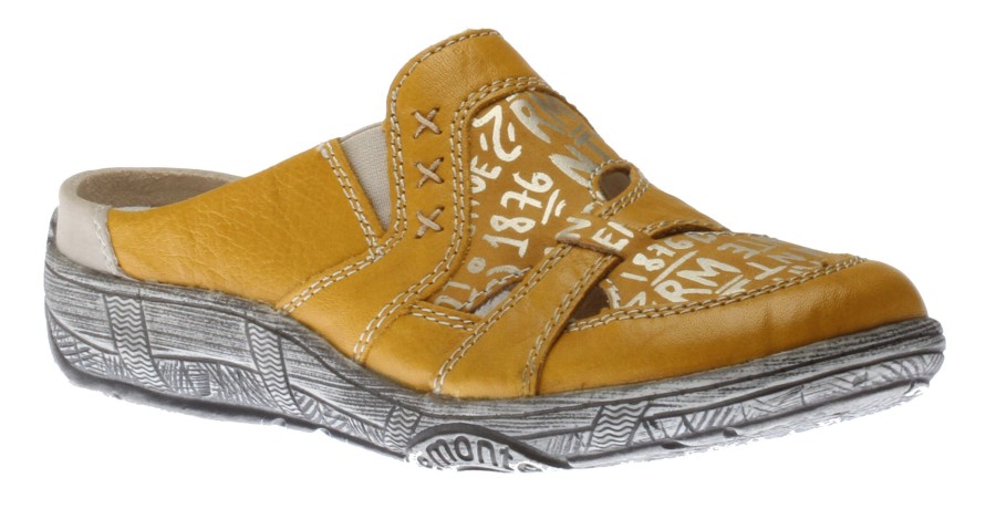 Women Remonte | Massa Yellow Leather Slip-On Mule