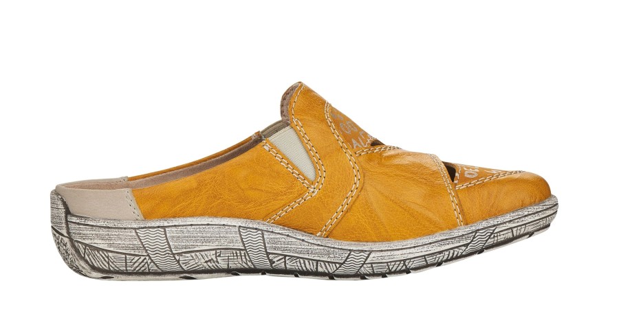 Women Remonte | Massa Yellow Leather Slip-On Mule