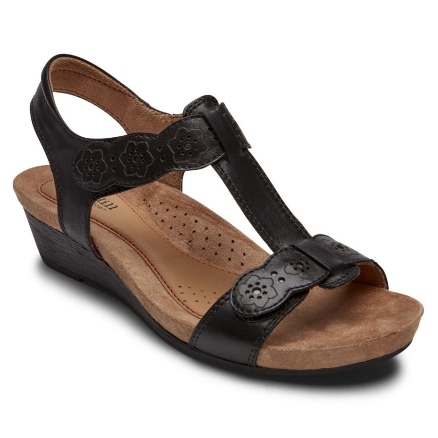 Women Cobb Hill | Hollywood T-Strap Black Sandal