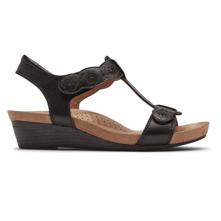 Women Cobb Hill | Hollywood T-Strap Black Sandal