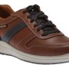 Men Mephisto | Vito Chesnut Brown Navy Leather Lace-Up Sneaker