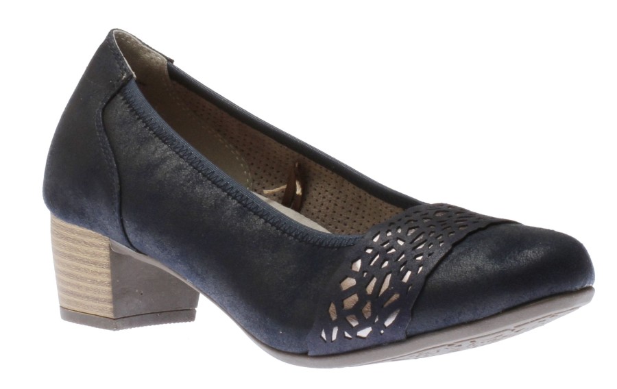 Women Relife | R4037 Navy Silver Cutout Dress Pump