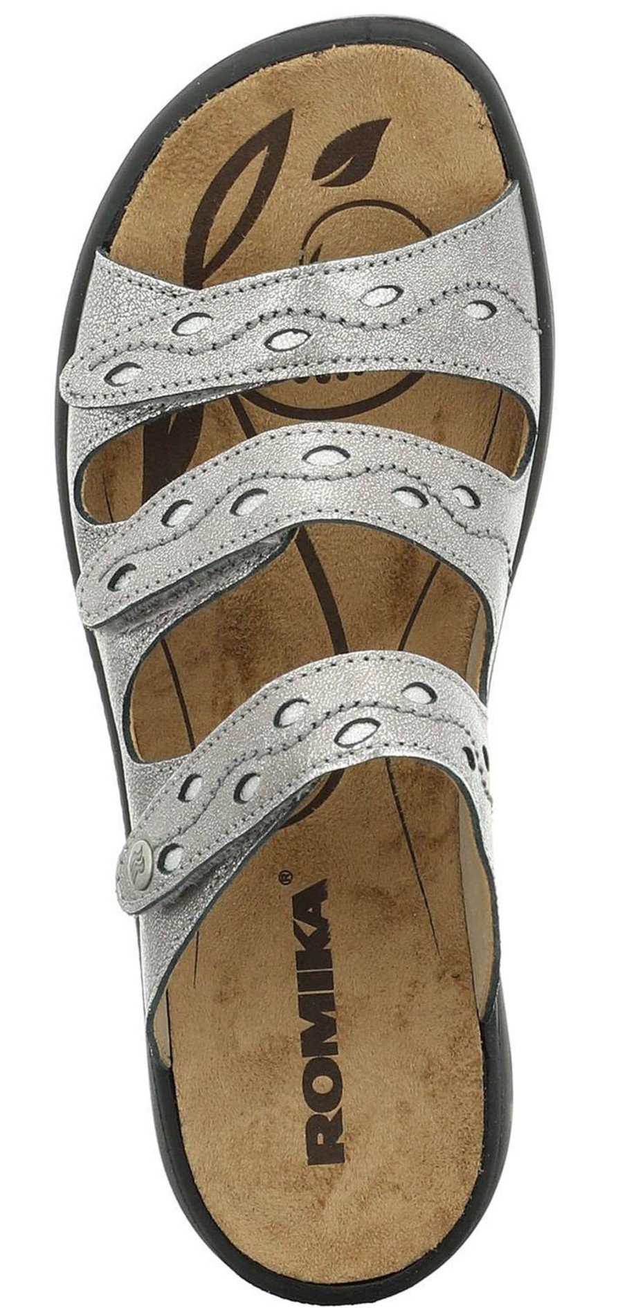 Women Romika | Ibiza 66 Platinum Metallic Leather Slide Sandal