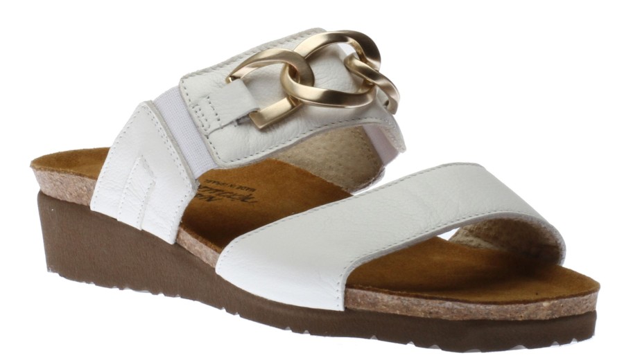 Women Naot | Victoria White Leather Embellished Slide Sandal