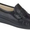 Women SAS Shoes | Classic Black Leather Slip-On Loafer