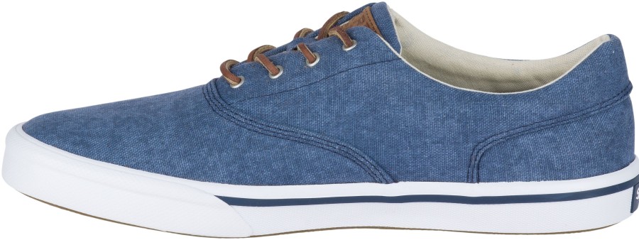 Men Sperry | Striper Ii Cvo Salt Washed Navy Canvas Lace-Up Sneaker