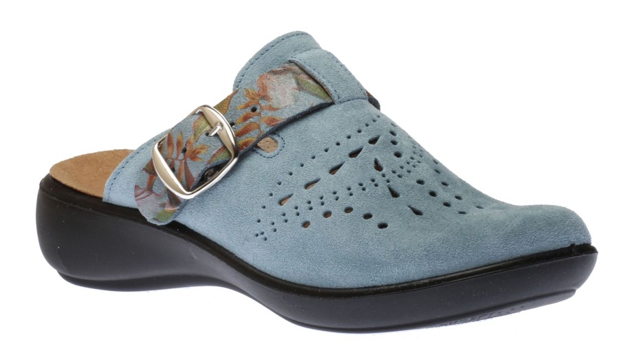 Women Romika | Korsika 345 Light Blue Nubuck Leather Clog