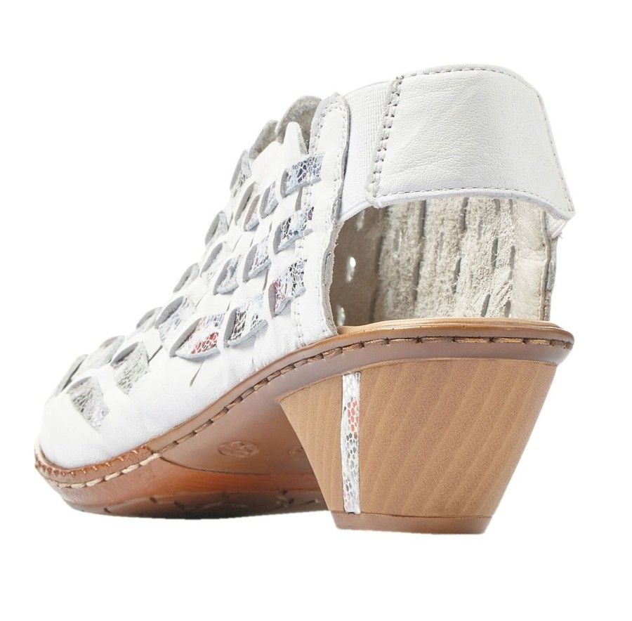 Women Rieker | Massa White Multicolour Woven Sandal