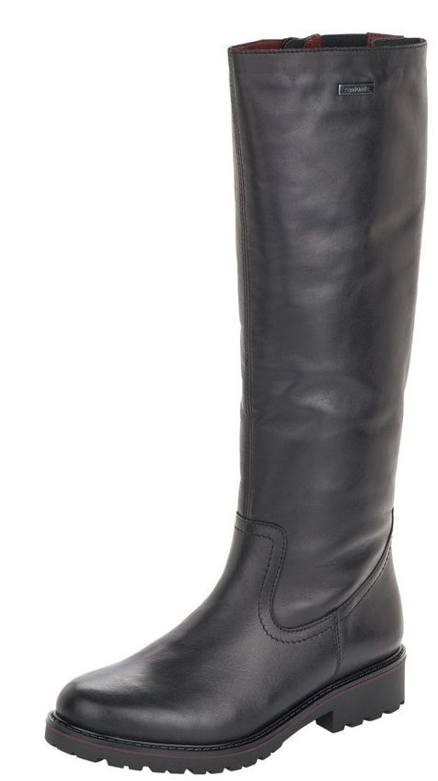 Women Remonte | Cristallino Black Leather Tall Boot