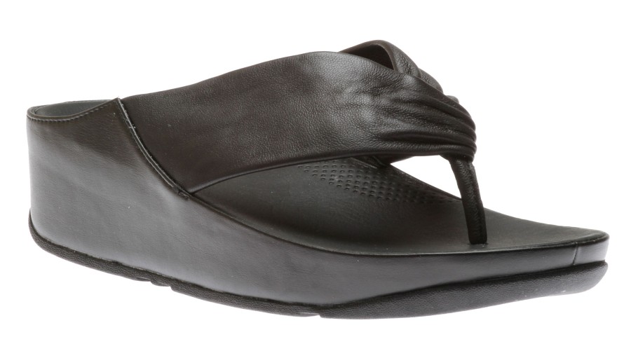 Women Fit Flop | Twiss Black Leather Thong Sandal