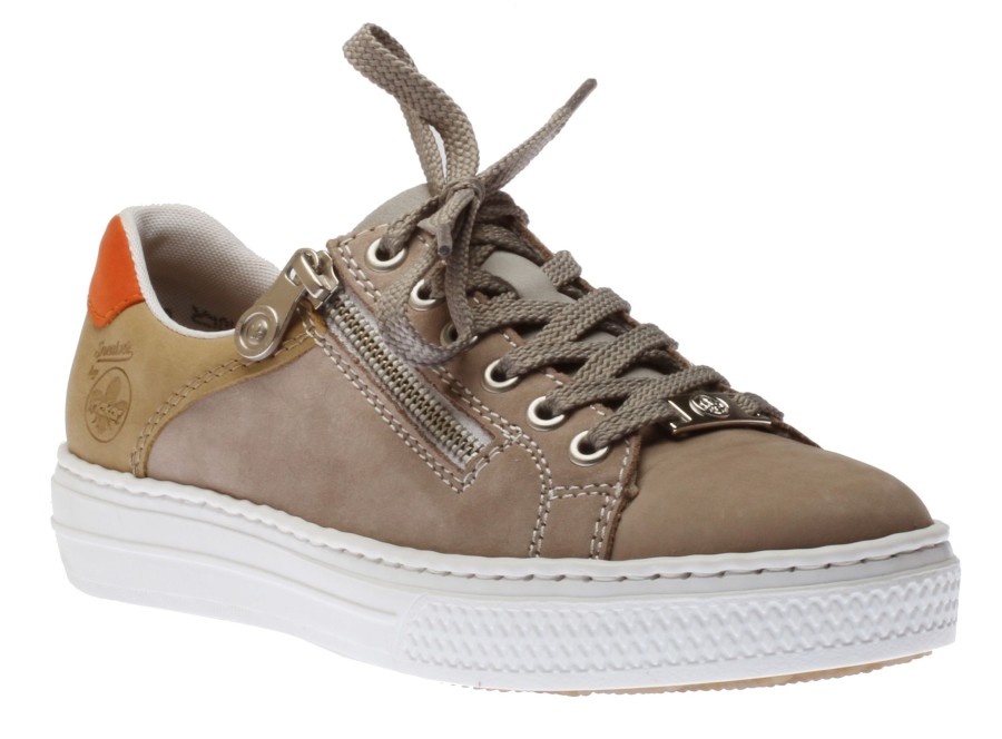 Women Rieker | Columbo Grey Multicolour Lace-Up Sneaker