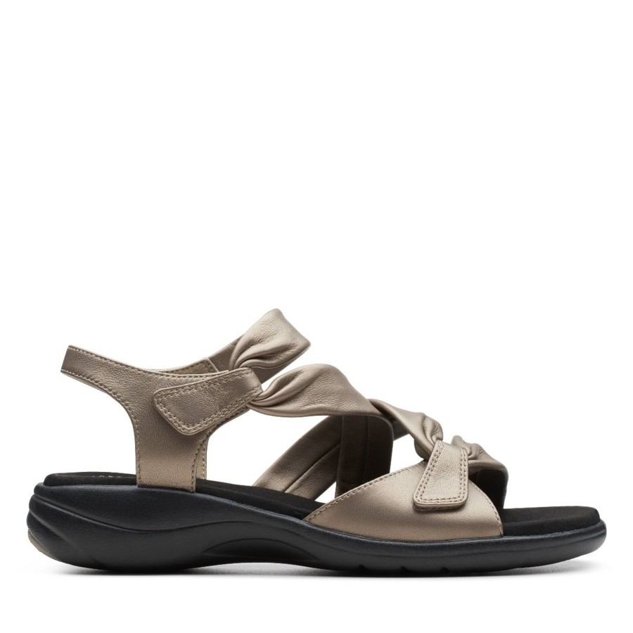 Women Clarks | Saylie Moon Pewter Leather Sandal