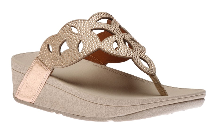 Women Fit Flop | Elora Crystal Rose Gold Thong Sandal