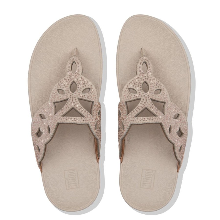 Women Fit Flop | Elora Crystal Rose Gold Thong Sandal