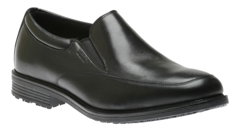 Men Rockport | Essential Details Black Leather Waterproof Slip-On Dress Shoe