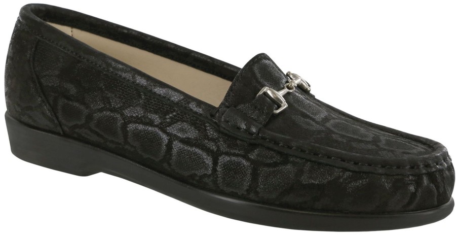 Women SAS Shoes | Metro Black Nero Snake Slip On Loafer