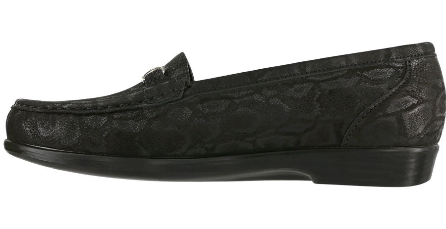 Women SAS Shoes | Metro Black Nero Snake Slip On Loafer