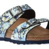 Women Birkenstock | Sydney Vegan Birko-Flor Summer Floral Blue Double Strap Slide Sandal