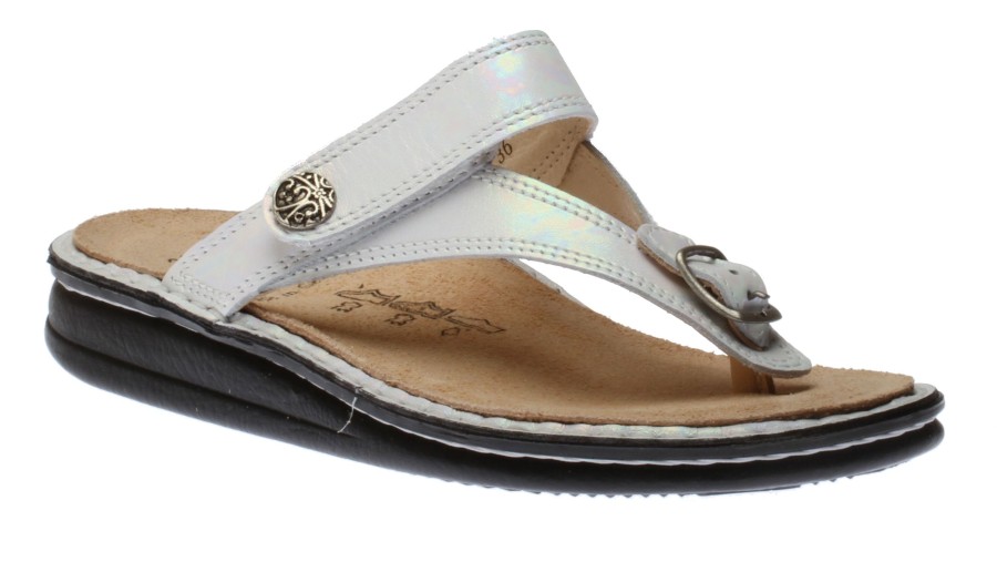 Women Finn Comfort | Alexandria White Leather Thong Sandal