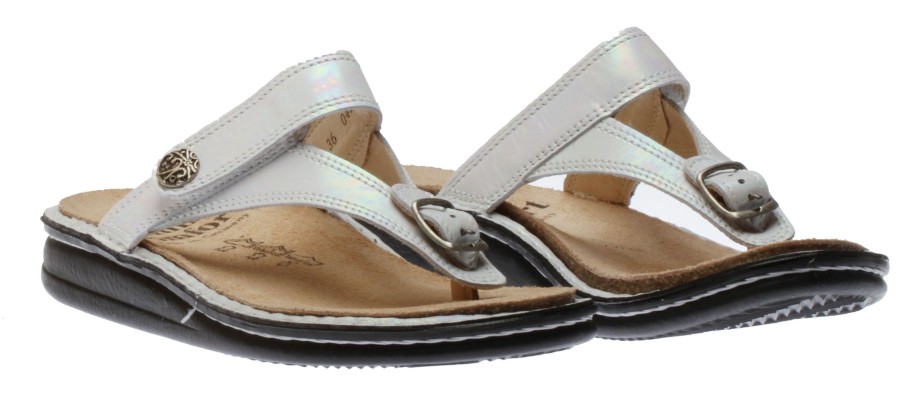 Women Finn Comfort | Alexandria White Leather Thong Sandal