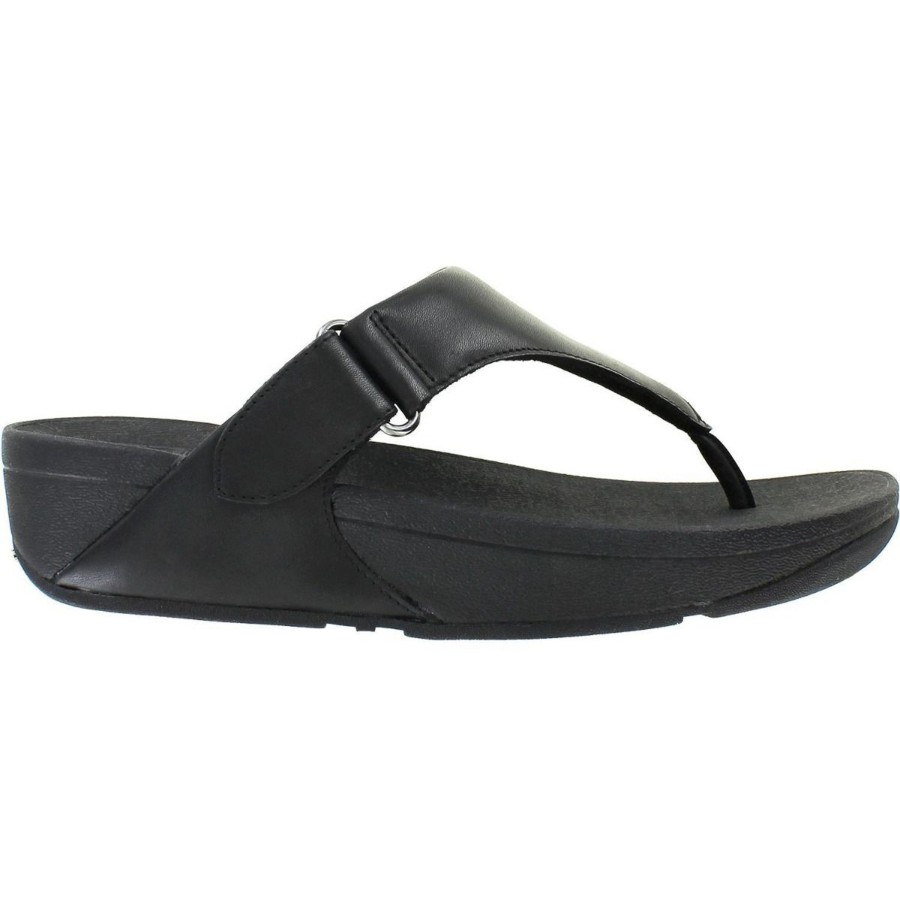 Women Fit Flop | Sarna Black Leather Thong Sandal