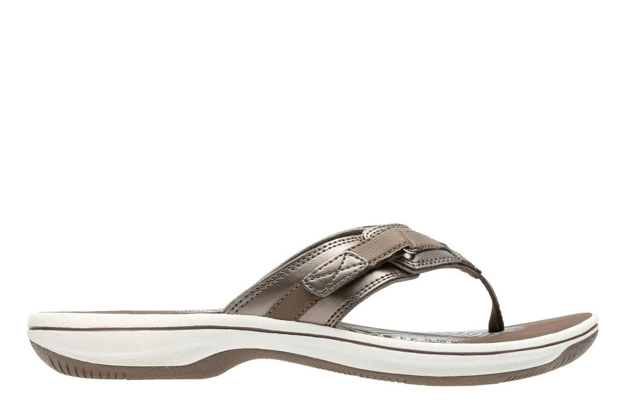 Women Clarks | Breeze Sea Pewter Thong Sandal