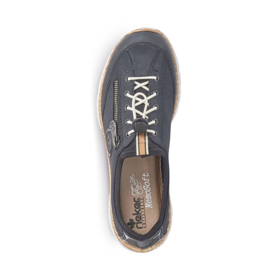 Women Rieker | New York Navy Slip-On Bungee Sneaker