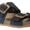 Women Mephisto | Madison Navy Leather Slide Sandal