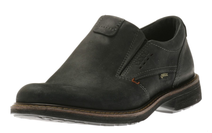 Men Ecco | Turn Black Leather Gore-Tex Waterproof Slip-On Shoe