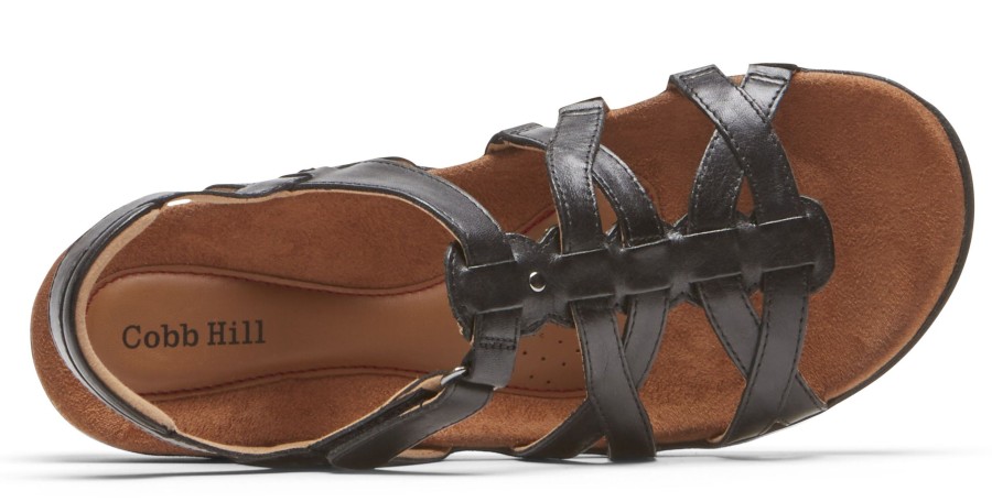 Women Cobb Hill | Rubey Woven Black Leather Sandal