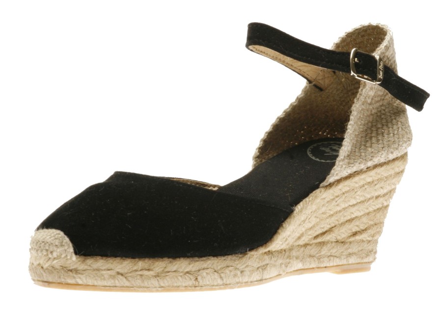 Women Toni Pons | Lloret Black Suede Espadrille Wedge Sandal