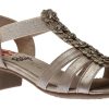 Women Relife | R4017 Beige Metallic Embellished Strappy Heeled Sandal