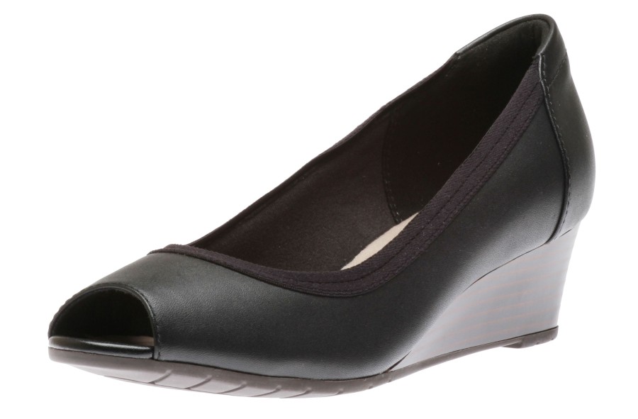 Women Clarks | Mallory Charm Black Leather Pump