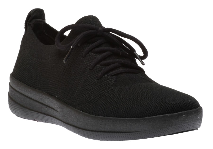 Women Fit Flop | F-Sporty All Black Uberknit Lace-Up Sneaker