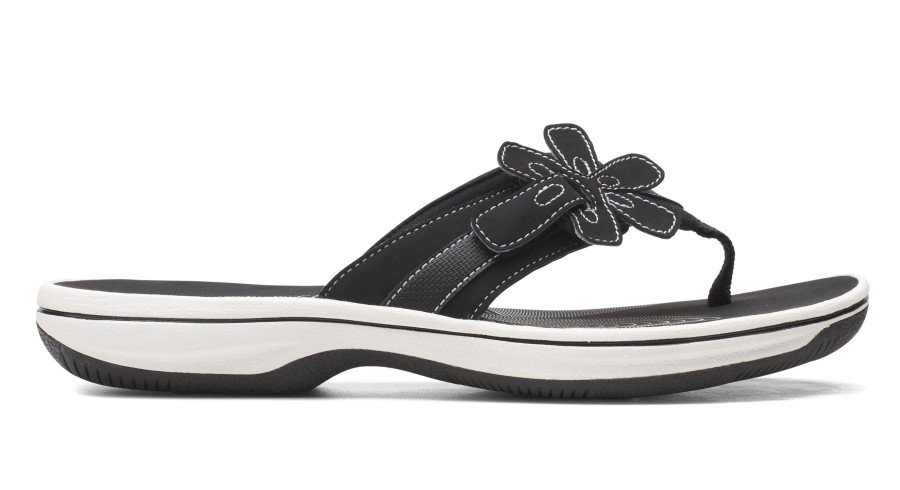 Women Clarks | Brinkley Flora Black White Thong Sandal