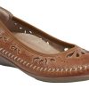 Women Earth | Alder Azza Sand Brown Perforated Leather Ballet Flat