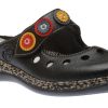 Women Rieker | Womens Black Leather Multicolour Medallion Clog