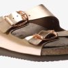 Women Mephisto | Harmony Pink Metallic Leather Slide Sandal