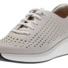 Women Clarks | Un Rio Tie White Nubuck Leather Sneaker