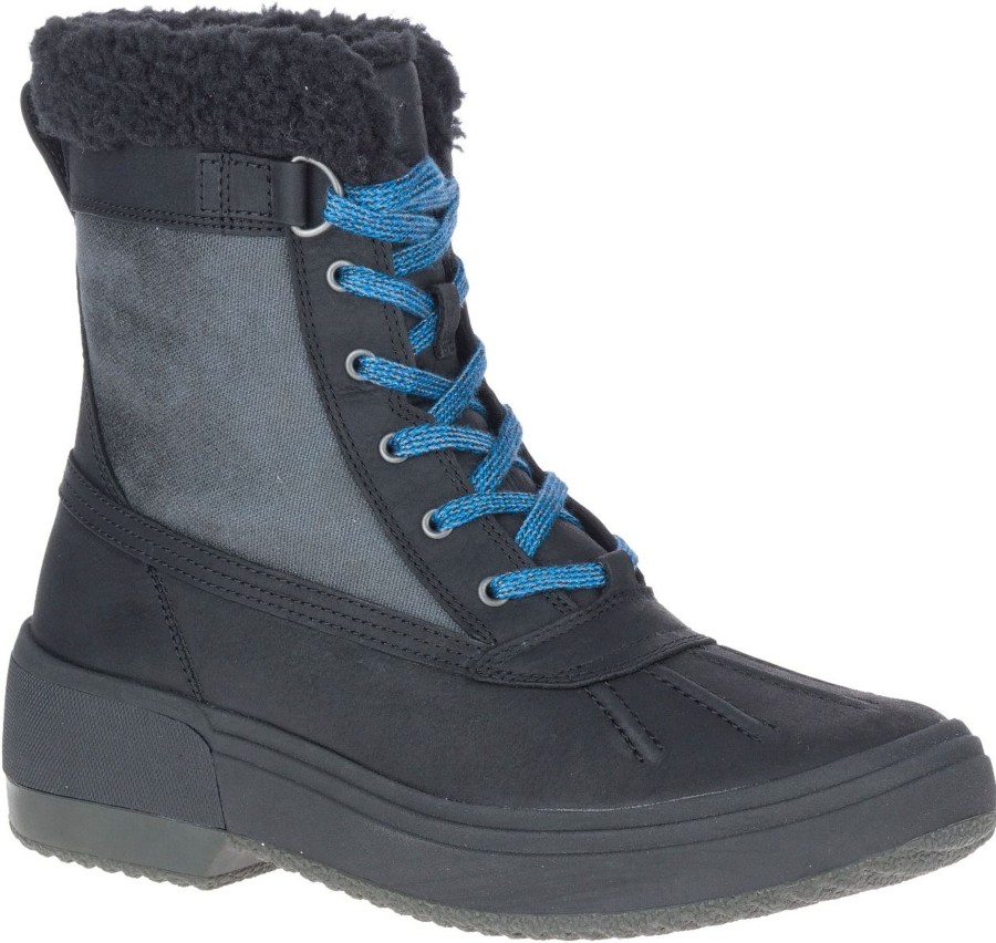 Women Merrell | Haven Mid Lace Polar Waterproof Black Boot