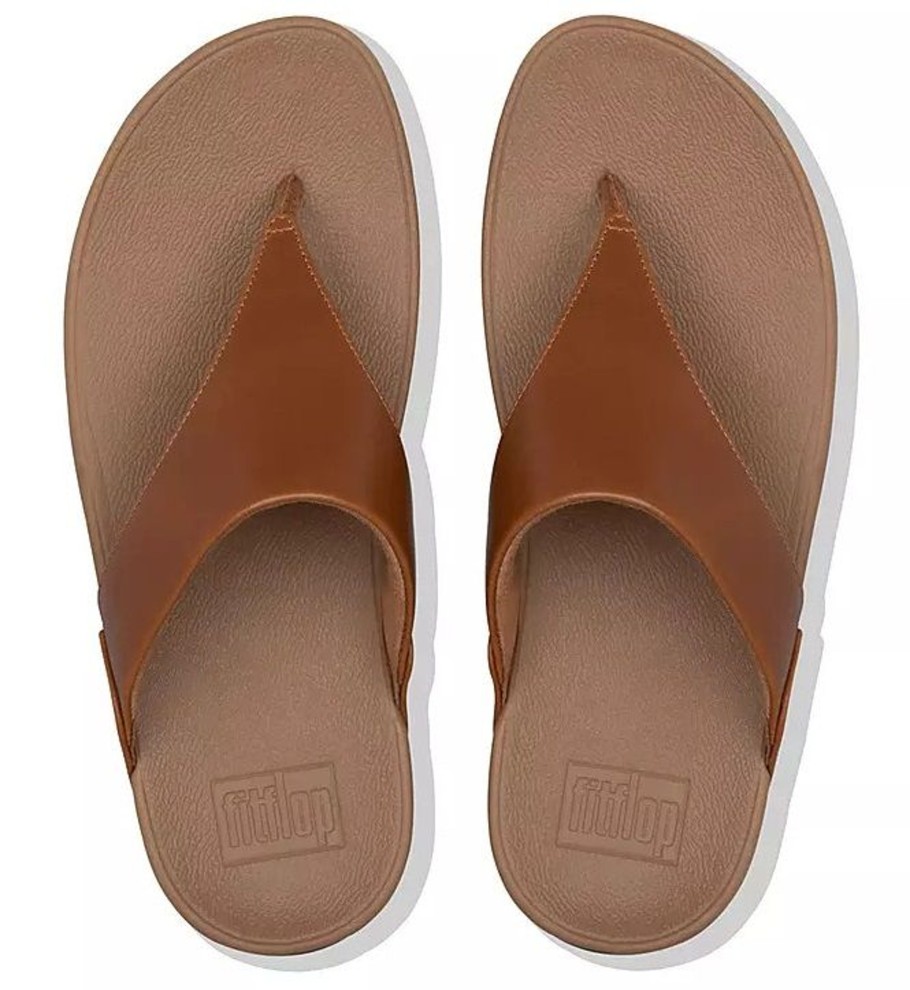 Women Fit Flop | Lulu Light Tan Brown Leather Thong Sandal