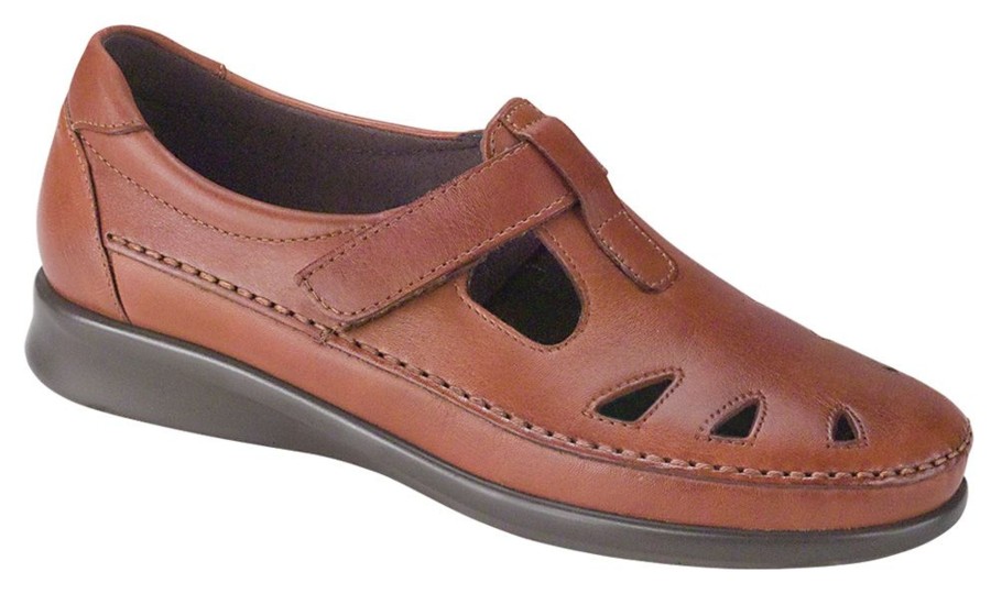 Women SAS Shoes | Roamer Chestnut Brown Leather Slip-On Loafer