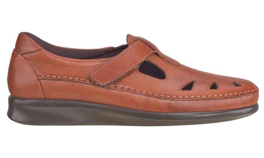 Women SAS Shoes | Roamer Chestnut Brown Leather Slip-On Loafer