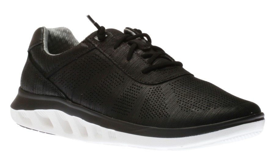 Men Johnston & Murphy | Activate Black Perforated Leather Lace-Up Sneaker