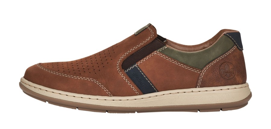 Men Rieker | Sarajevo Brown Leather Slip-On Loafer