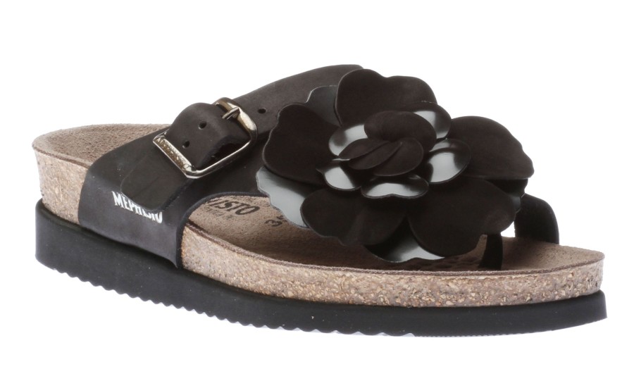 Women Mephisto | Helen Flower Black Thong Sandal