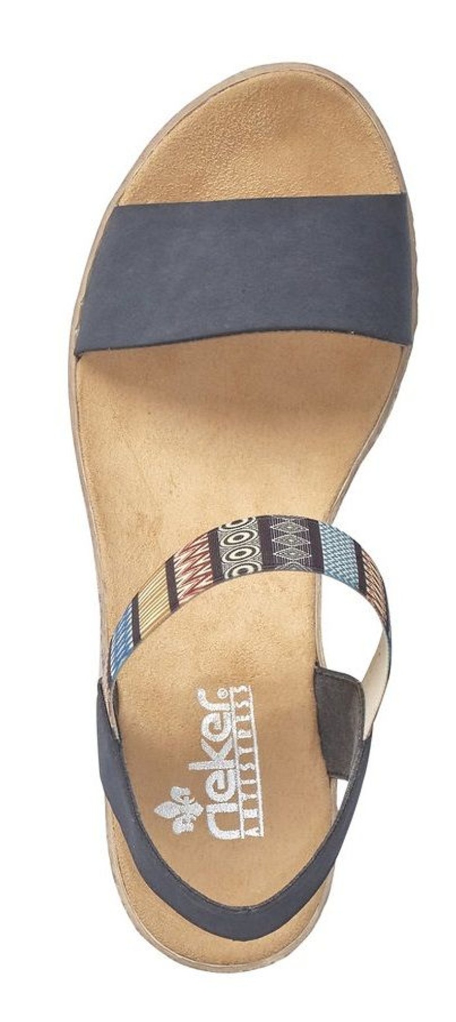 Women Rieker | Namur Blue Print Wedge Sandal